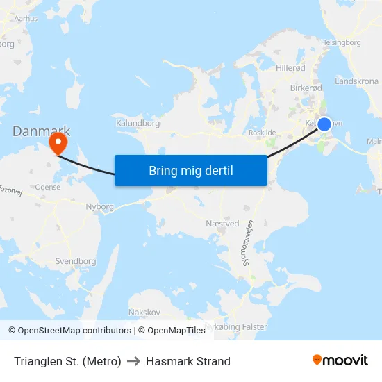 Trianglen St. (Metro) to Hasmark Strand map