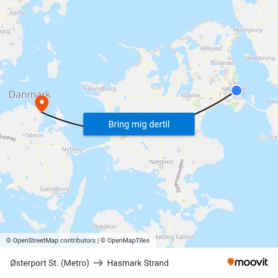 Østerport St. (Metro) to Hasmark Strand map