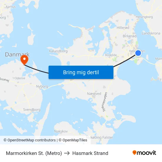Marmorkirken St. (Metro) to Hasmark Strand map