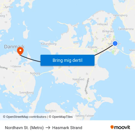 Nordhavn St. (Metro) to Hasmark Strand map