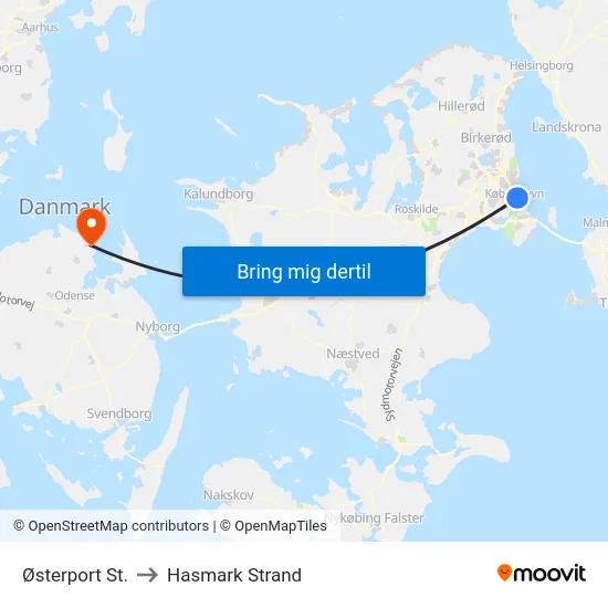 Østerport St. to Hasmark Strand map