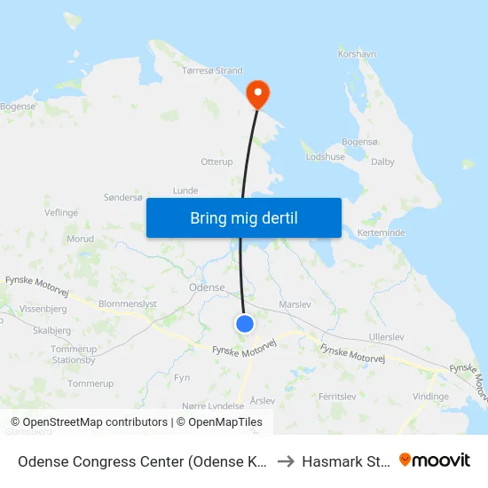 Odense Congress Center (Odense Kommune) to Hasmark Strand map