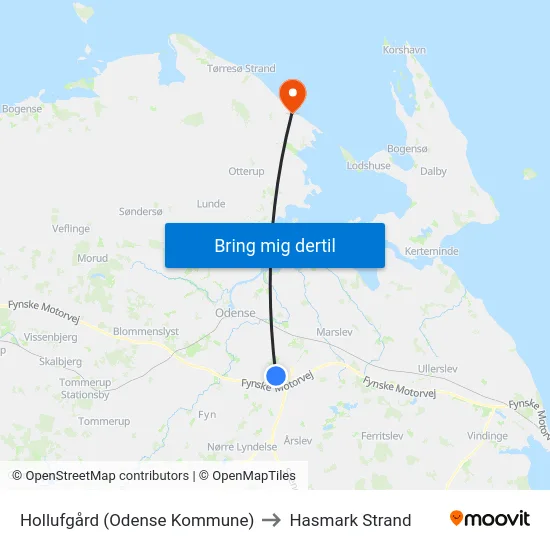 Hollufgård (Odense Kommune) to Hasmark Strand map