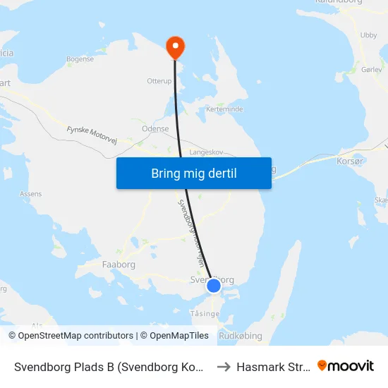Svendborg Plads B (Svendborg Kommune) to Hasmark Strand map