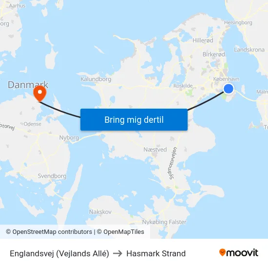 Englandsvej (Vejlands Allé) to Hasmark Strand map