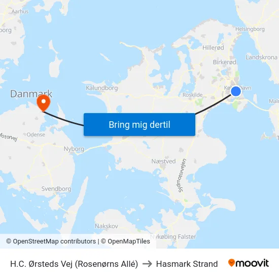 H.C. Ørsteds Vej (Rosenørns Allé) to Hasmark Strand map