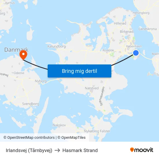 Irlandsvej (Tårnbyvej) to Hasmark Strand map