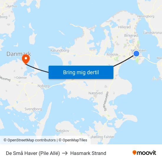 De Små Haver (Pile Allé) to Hasmark Strand map