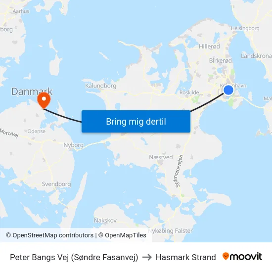Peter Bangs Vej (Søndre Fasanvej) to Hasmark Strand map