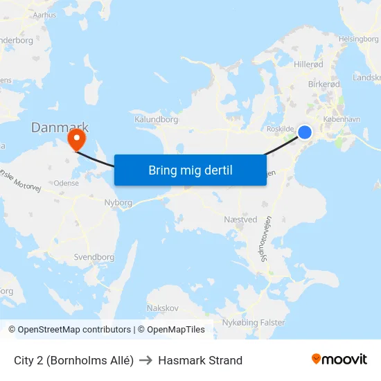 City 2 (Bornholms Allé) to Hasmark Strand map