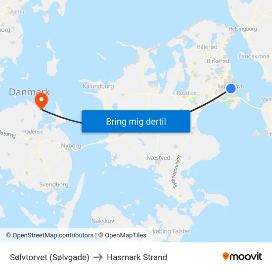 Sølvtorvet (Sølvgade) to Hasmark Strand map