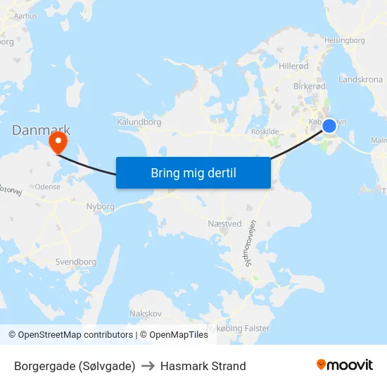 Borgergade (Sølvgade) to Hasmark Strand map