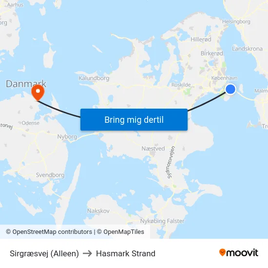 Sirgræsvej (Alleen) to Hasmark Strand map