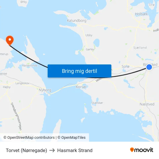 Torvet (Nørregade) to Hasmark Strand map