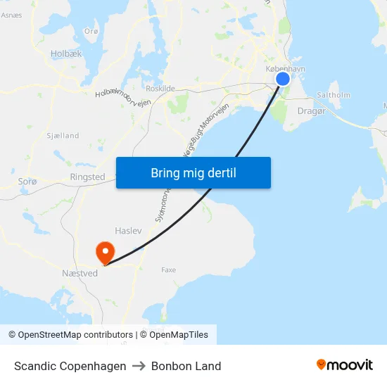 Scandic Copenhagen to Bonbon Land map