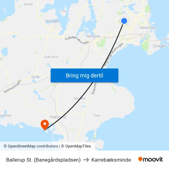 Ballerup St. (Banegårdspladsen) to Karrebæksminde map