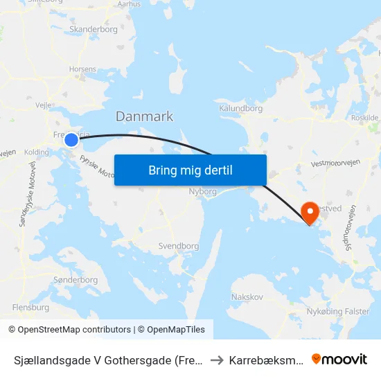 Sjællandsgade V Gothersgade (Fredericia) to Karrebæksminde map