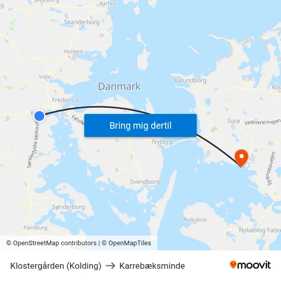 Klostergården (Kolding) to Karrebæksminde map