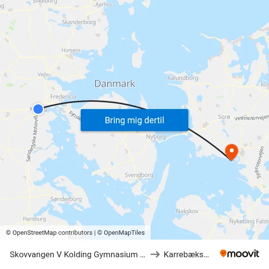 Skovvangen V Kolding Gymnasium (Kolding) to Karrebæksminde map