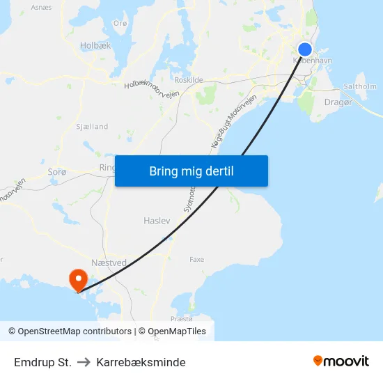 Emdrup St. to Karrebæksminde map