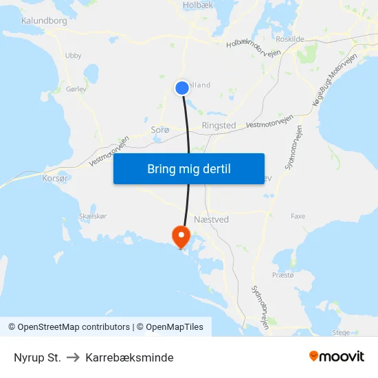 Nyrup St. to Karrebæksminde map