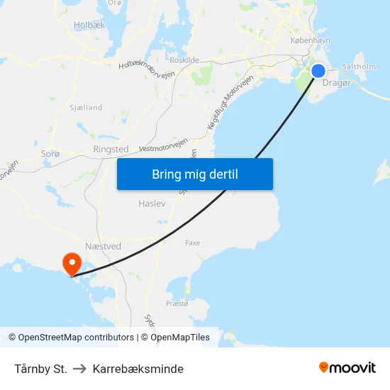 Tårnby St. to Karrebæksminde map