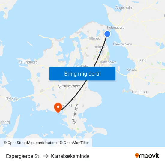 Espergærde St. to Karrebæksminde map