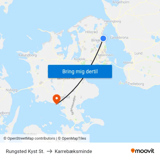 Rungsted Kyst St. to Karrebæksminde map
