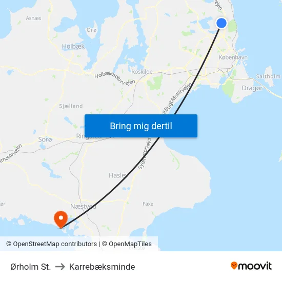 Ørholm St. to Karrebæksminde map