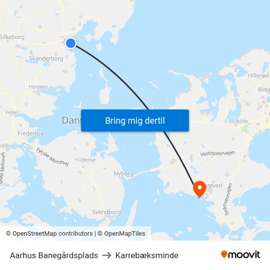 Aarhus Banegårdsplads to Karrebæksminde map
