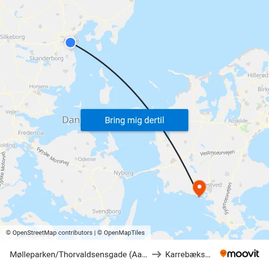 Mølleparken/Thorvaldsensgade (Aarhus Kom) to Karrebæksminde map