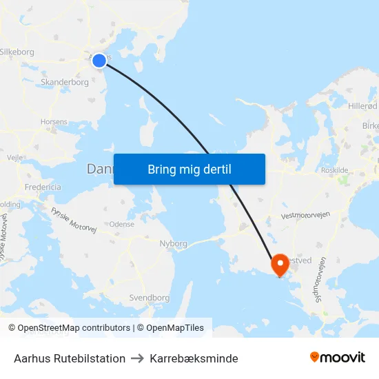 Aarhus Rutebilstation to Karrebæksminde map