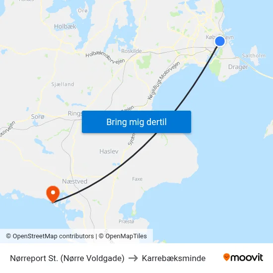 Nørreport St. (Nørre Voldgade) to Karrebæksminde map