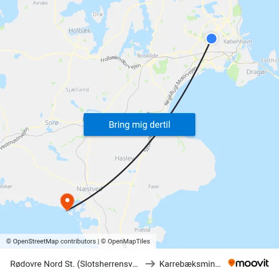 Rødovre Nord St. (Slotsherrensvej) to Karrebæksminde map