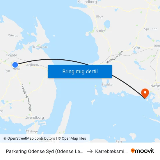 Parkering Odense Syd (Odense Letbane) to Karrebæksminde map