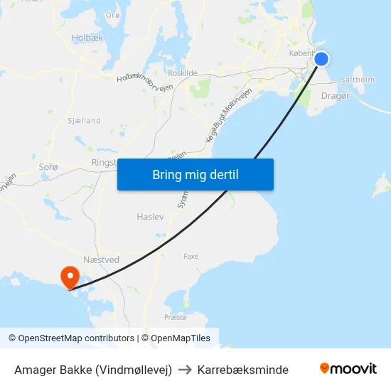 Amager Bakke (Vindmøllevej) to Karrebæksminde map