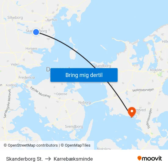Skanderborg St. to Karrebæksminde map