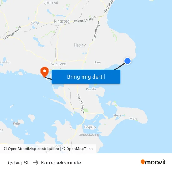 Rødvig St. to Karrebæksminde map