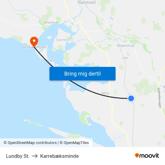 Lundby St. to Karrebæksminde map