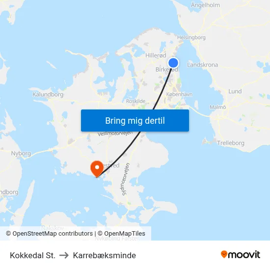Kokkedal St. to Karrebæksminde map