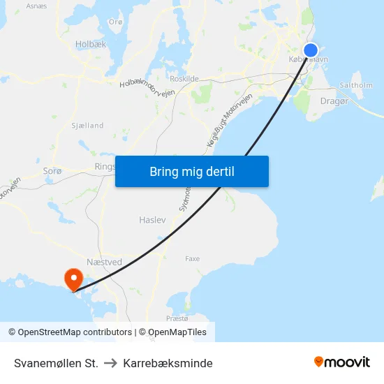 Svanemøllen St. to Karrebæksminde map