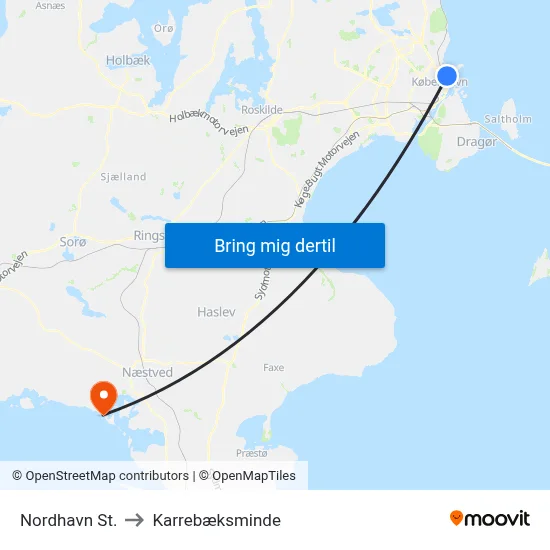 Nordhavn St. to Karrebæksminde map
