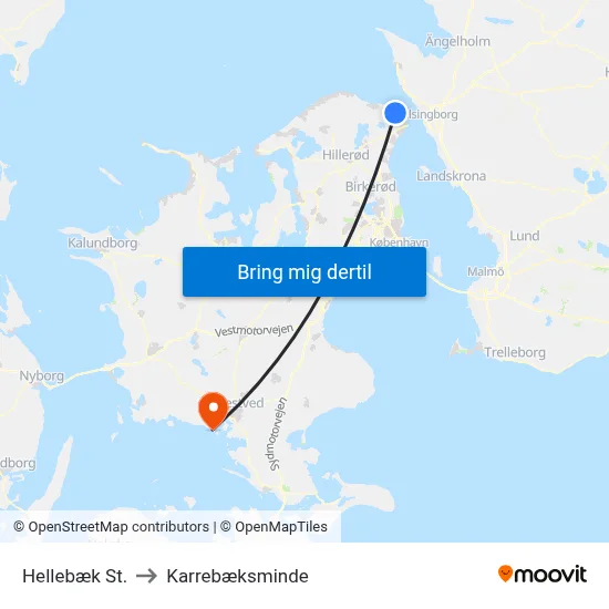 Hellebæk St. to Karrebæksminde map
