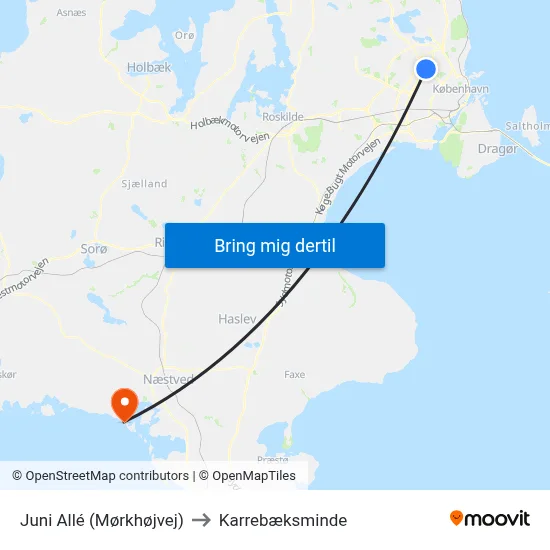 Juni Allé (Mørkhøjvej) to Karrebæksminde map