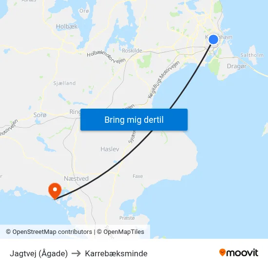 Jagtvej (Ågade) to Karrebæksminde map