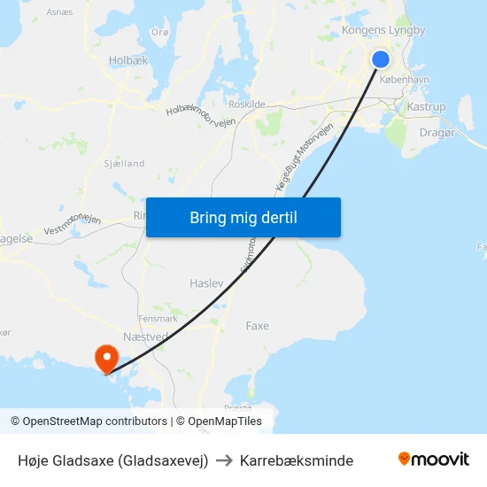 Høje Gladsaxe (Gladsaxevej) to Karrebæksminde map