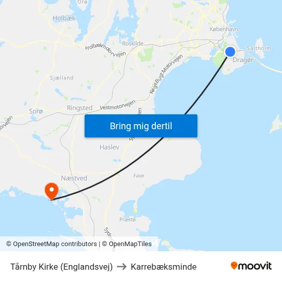 Tårnby Kirke (Englandsvej) to Karrebæksminde map