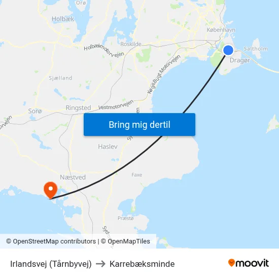 Irlandsvej (Tårnbyvej) to Karrebæksminde map