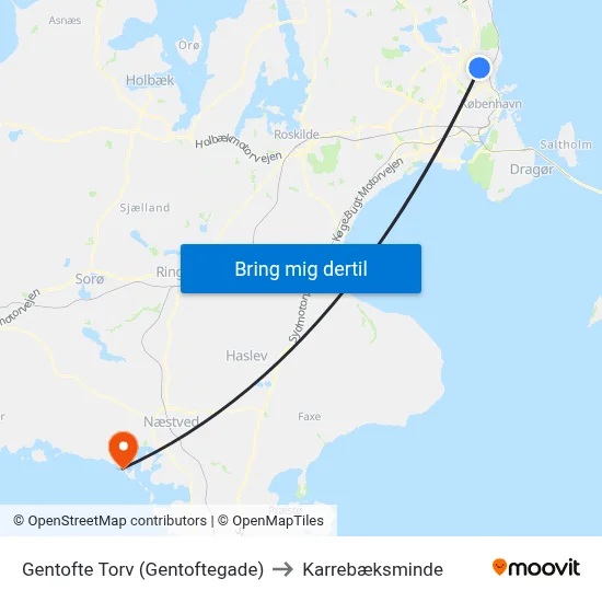 Gentofte Torv (Gentoftegade) to Karrebæksminde map