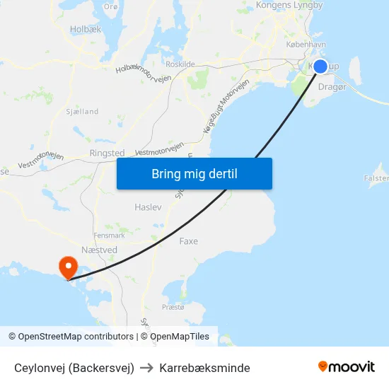 Ceylonvej (Backersvej) to Karrebæksminde map